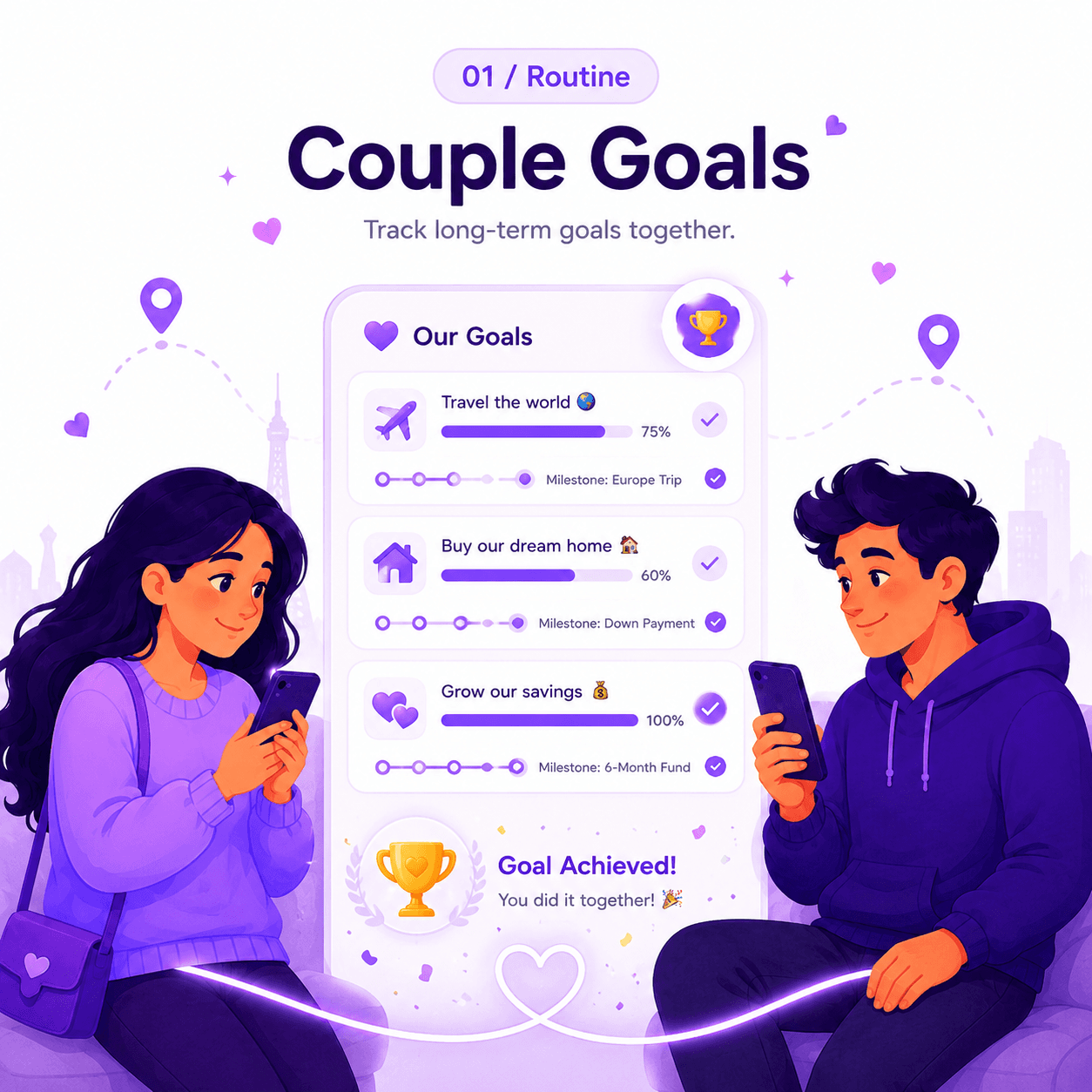 Let's Love couple moment illustration